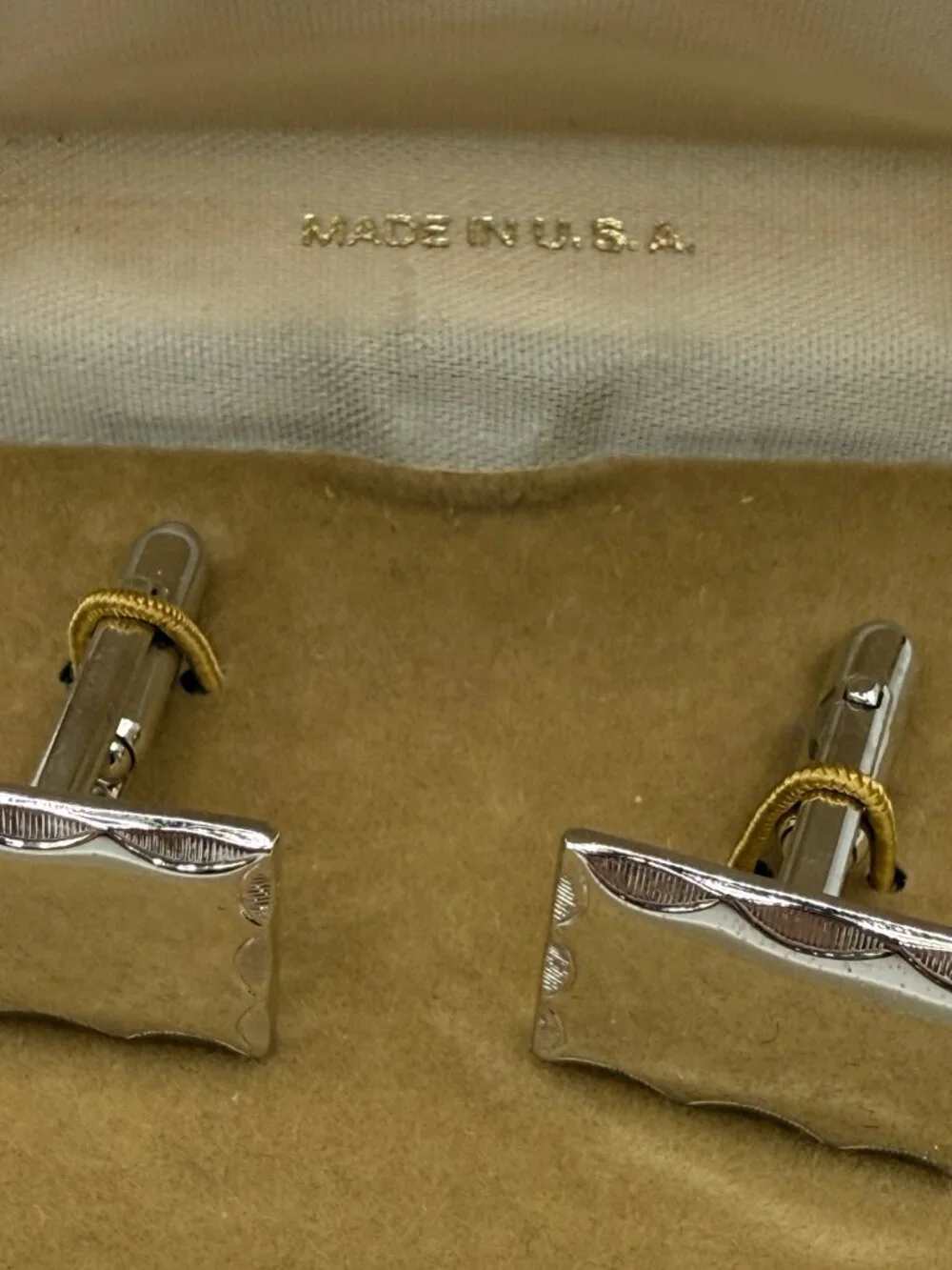NIB Vintage Anson Silver Toned Rectangular Cuff Link Set
